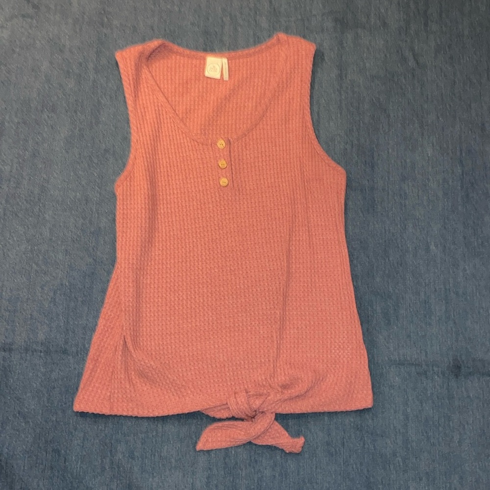 Dusty pink waffle tank